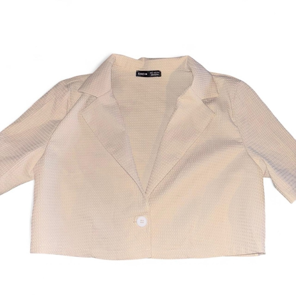 SHEIN Cream Blazer Cropped Suit Jacket - Picture 1 of 3